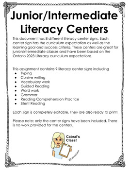 Preview of Junior/Intermediate Literacy Centers