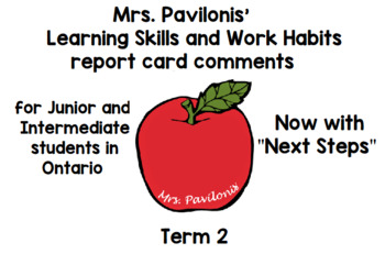 Preview of Junior Intermediate Ontario Learning Skills Comments - Term 2 including virtual