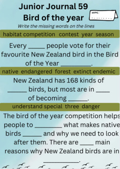 Preview of Junior Journal 59- Bird of the year