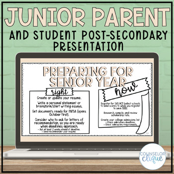 Preview of Junior Post-Secondary Planning Presentation for Parents and Students
