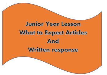 Preview of Junior Year Advice Article and Written Response - beginning of the year