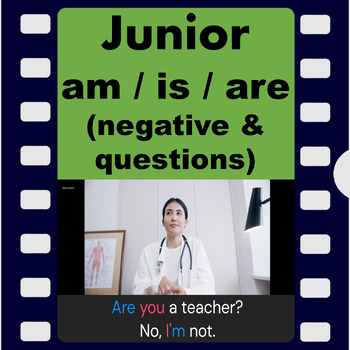 Preview of Junior - am / is / are - (negative & questions) -(verb "to be")-Video with audio