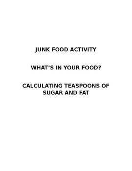 Preview of Junk Food Activity