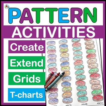 Preview of Ontario Math Pattern Worksheets for Grids, Creating, Extending and Translating