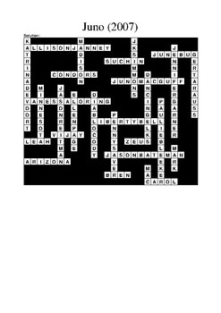 Juno Movie Crossword Puzzle by M Walsh Teachers Pay Teachers