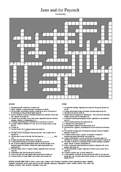 Juno and the Paycock Vocabulary Crossword Puzzle by M Walsh TPT