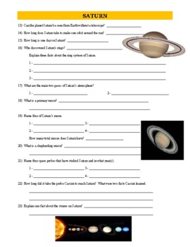 Jupiter / Saturn - Space Planets Webquest (science / distance learning ...