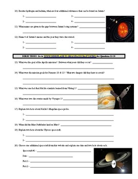 Jupiter & Saturn Webquest (Space & Planets / Internet / STEM / NASA ...
