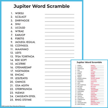 Preview of Jupiter Word Scramble