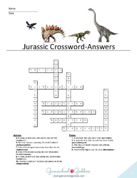 Jurassic Dinosaur Crossword Puzzle by The Homeschool Connection TPT