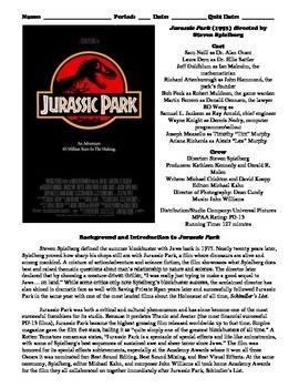 Preview of Jurassic Park Film (1993) Study Guide Movie Packet