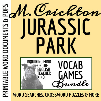 Preview of Jurassic Park by Michael Crichton Vocabulary Games Bundle for High School