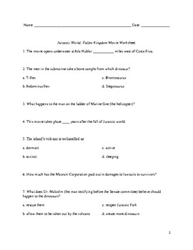 jurassic world worksheet teaching resources teachers pay teachers