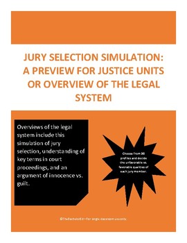 Preview of Jury Selection Simulation: Overview of Legal System and Justice
