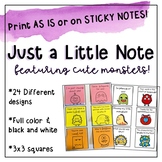 Just A Little Note: Cute Monsters -- notes for students!