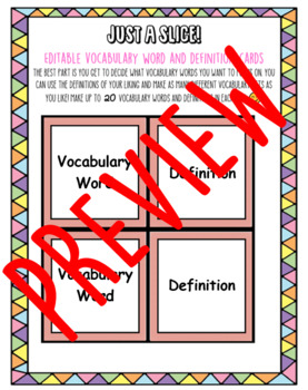 Preview of Just A Slice! EDITABLE Pizza S.V.E. Game - Vocabulary Review - Vocab Enrichment