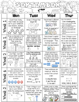 Preview of Just Add a Spiral Notebook: September Kindergarten Homework - NWEA MAP Skills