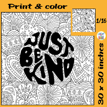 Preview of "Just Be Kind" Kindness Day Collaborative Poster Mental Health Bulletin Board