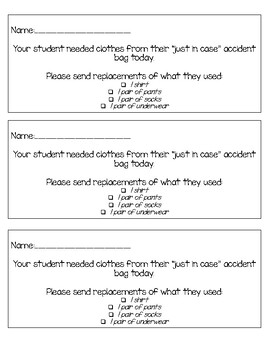 Just In Case- Accident Bag Clothes Labels and Notes by Katie Mariscal
