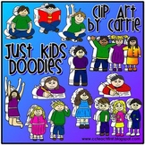 Just Kids Doodles clip art (BW and full-color PNG images)