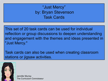 Preview of Just Mercy by:  Bryan Stevenson "Task Cards" set of 20