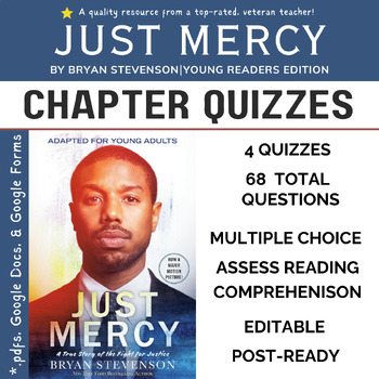 Preview of Just Mercy by Stevenson Chapter Quizzes  for High School English /Social Studies