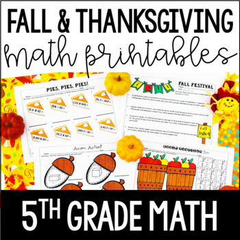 Fall And Thanksgiving Math Printables 5th Grade Thanksgiving Math