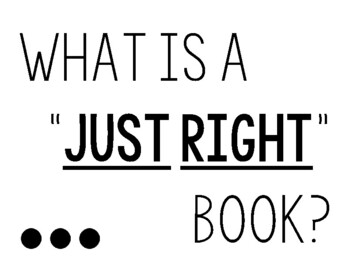Preview of Just Right Book Poster, Individual Anchor Chart, Anchor Chart
