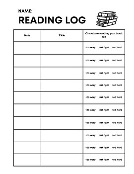 Just Right Book Reading Log by KTs Second Grade Wonderland | TPT