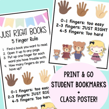 Preview of Just Right Books - Student Bookmarks & Matching Classroom Posters!