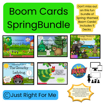Preview of Just Right For Me Boom Cards Spring Bundle