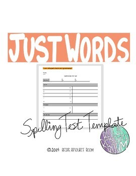 Preview of Just Words Digital Spelling Test Template