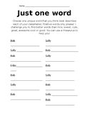 Just one word activity
