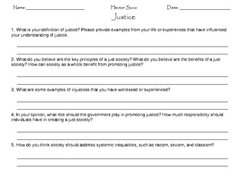 Preview of Justice Worksheet: Assess & Reflect For Clarity, Fairness, & Accountability