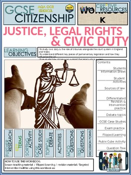 Preview of Justice and Legal Rights Work Booklet of Student Activities and Worksheets