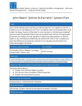 Preview of Justice as Fairness Lesson and Video