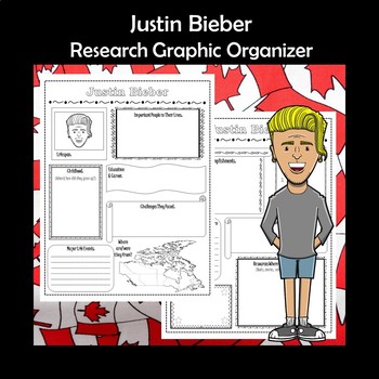 Preview of Justin Bieber Biography Research Graphic Organizer
