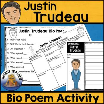 Preview of Justin Trudeau Biography Poem Activity and Writing Paper