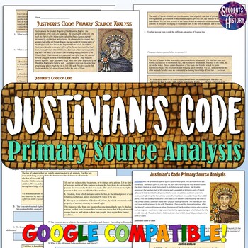 Preview of Justinian's Code Primary Source Analysis Activity for Byzantine Empire Lesson