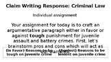 Juvenile Justice: Argumentative Writing Activity