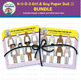 K-1-2-3 Girl & Boy Paper Doll Clip Art BUNDLE