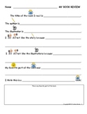 K-1 Book Review Sample for Common Core Writing Standard 1.1