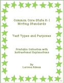 K-1 Common Core Writing Standards #1-3; A Printable Collection