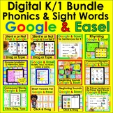K/1 Digital Bundle for EASEL and Google Slides Phonics Rhy
