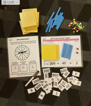 Preview of K-1 Math Place Value 3 digit numbers Spin Regrouping and Place Value