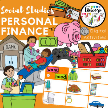 Preview of K/1 Personal Finance Digital Activities for Google Slides / Google Classroom