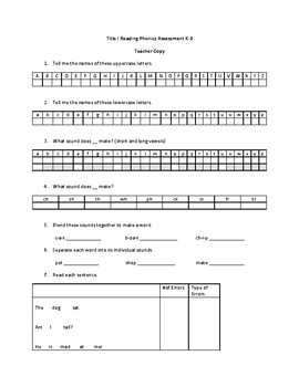 Spelling Assessment K-1 | Synthetic Phonics | LLLL | Exclusive Digital  Analysis