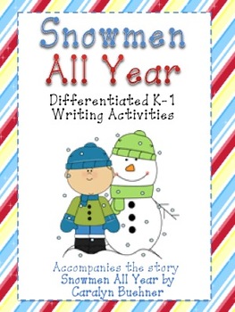Preview of K-1 Snowmen All Year Differentiated Writing ( includes SMARTboard activity)
