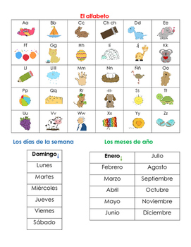 Preview of K-1 Spanish Reference Guide