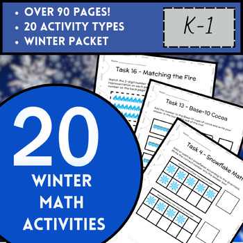 Preview of K-1 Winter Math Worksheet Activities - Number ID, Place Value, Add/Subtract